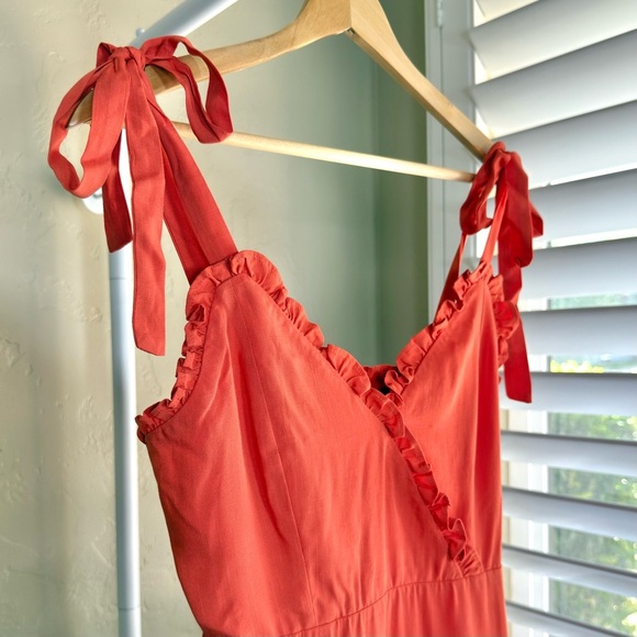 Lost + Wander Ruffle Mini Dress XS in Deep Orange - Picture 2 of 7